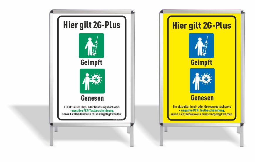 Aufsteller/Kundenstopper mit 2G-Plus Regeln