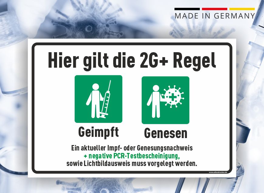 2G-Plus Regeln Hinweisschild