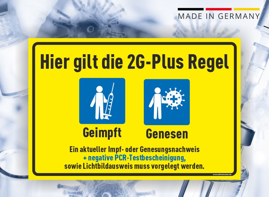 2G-Plus Regeln Hinweisschild