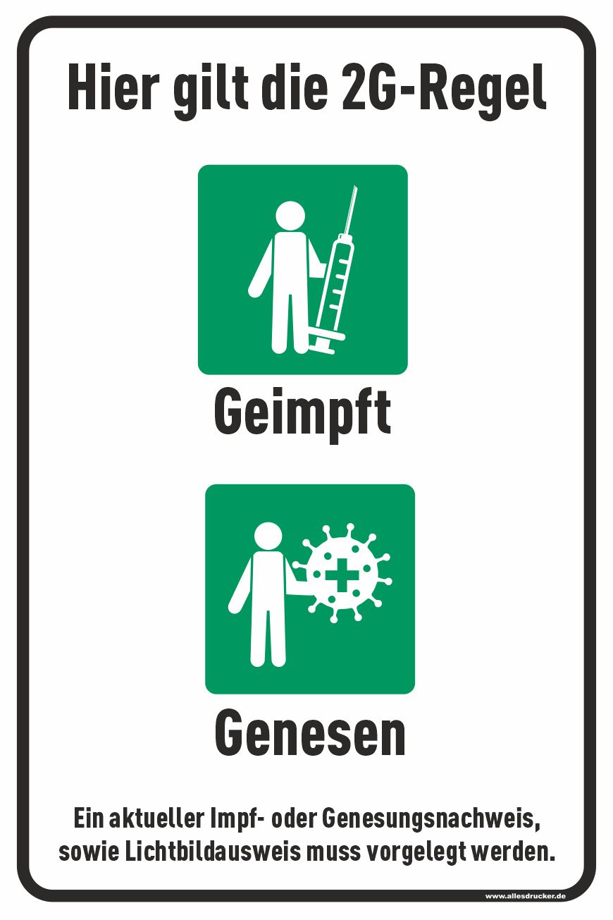 Schild 01 hochformat mit 2G-Regeln