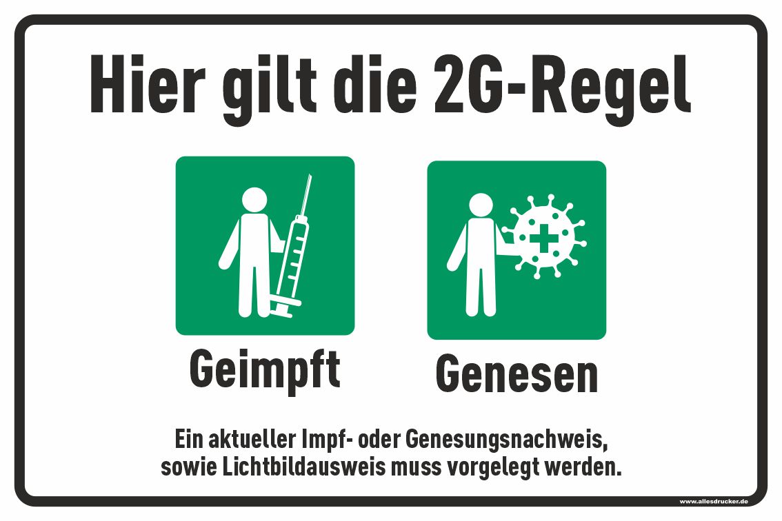 Schild 01 quer mit 2G-Regeln