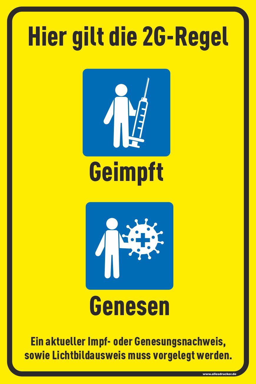 Schild 02 hochformat mit 2G-Regeln