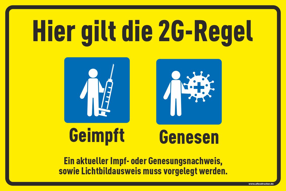 Schild 02 quer mit 2G-Regeln
