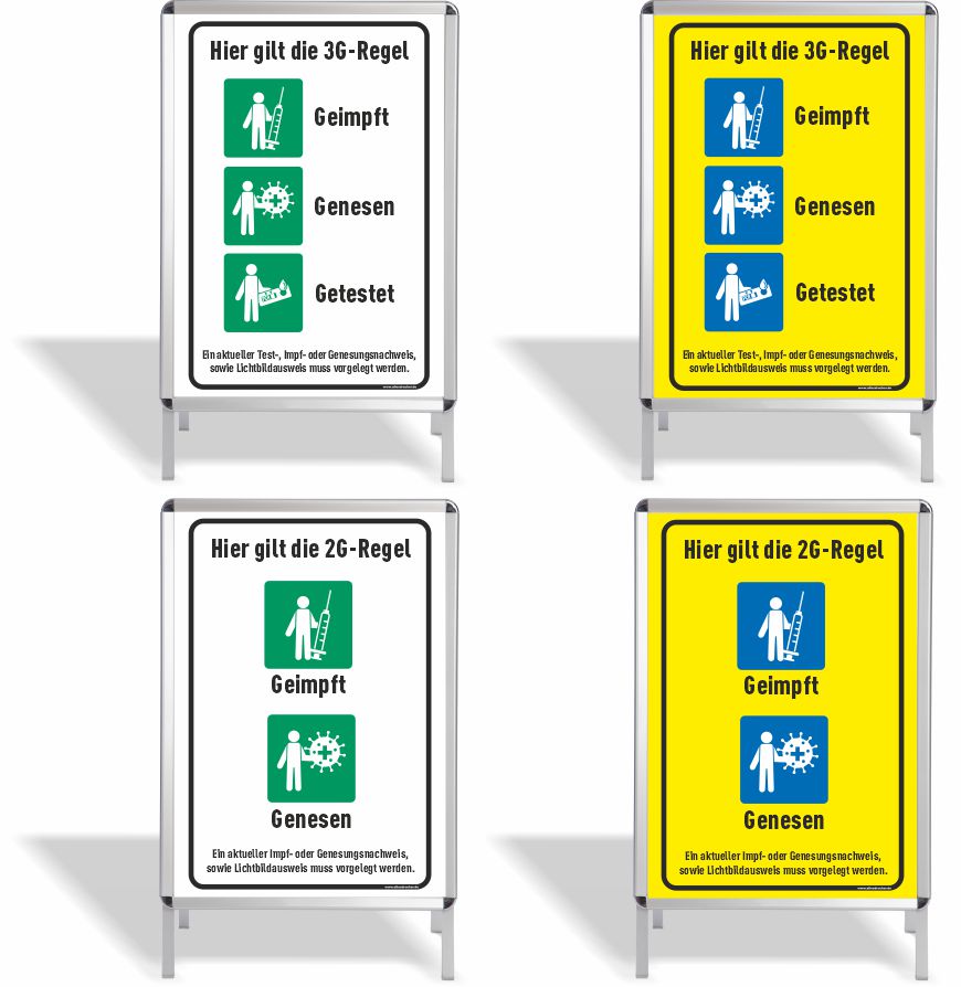 Aufsteller/Kundenstopper mit 2G/3G-Regeln