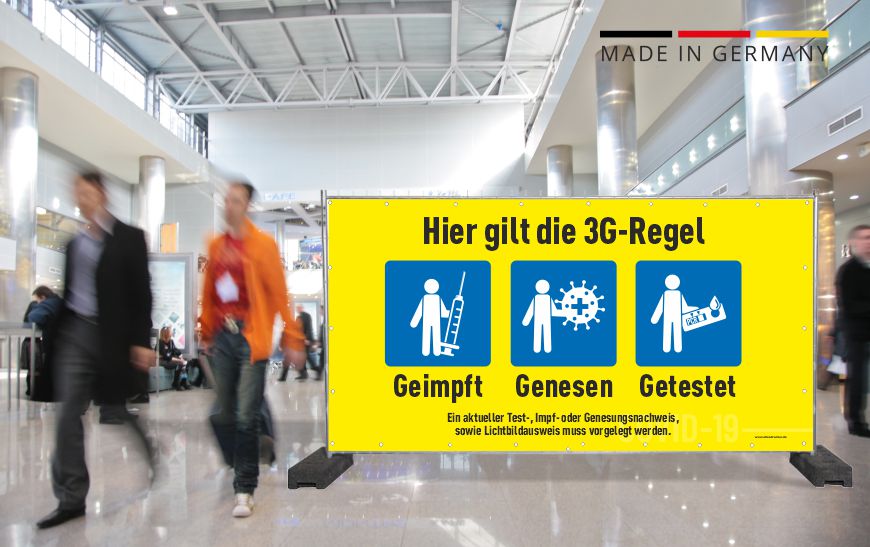 2G/3G-Regeln Hinweisbanner - Bauzaunplane