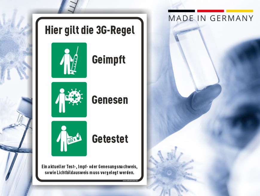 3G-Regeln Schild 01 hochformat