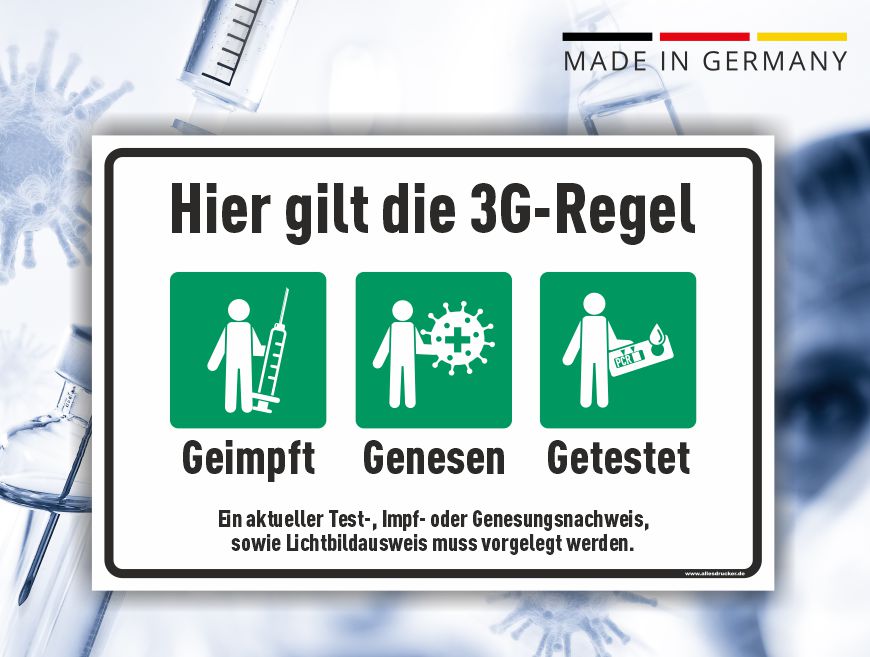 2G/3G-Regeln Schild 01 quer