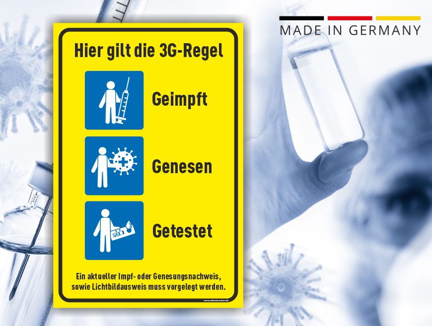 3G-Regeln Schild 02 hochformat