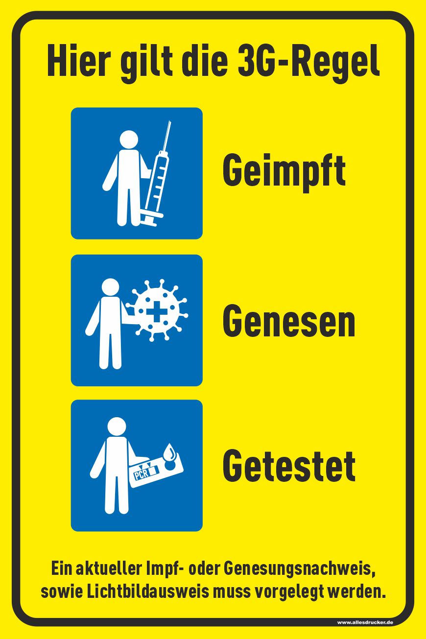 Schild 02 hochformat mit 3G-Regeln