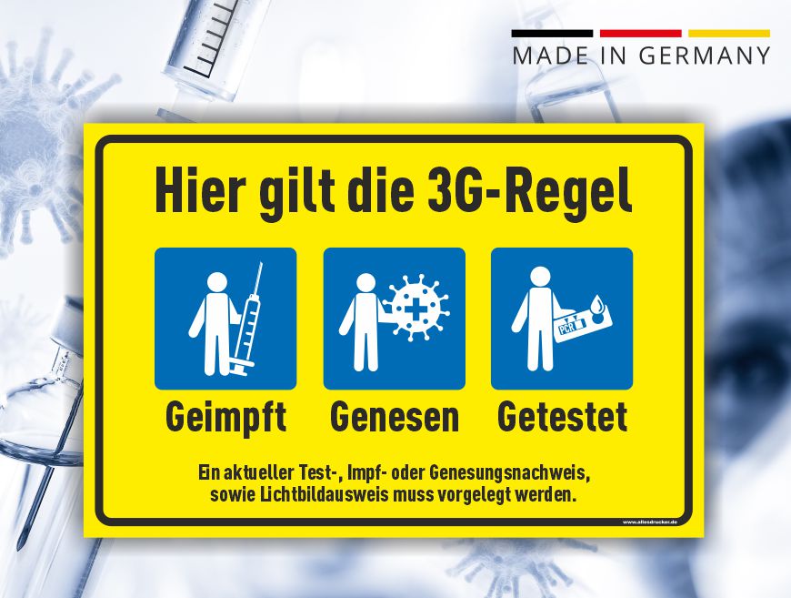 3G-Regeln Schild 02 quer