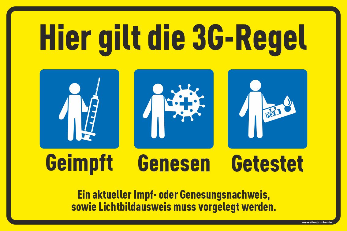 Schild 02 quer mit 3G-Regeln