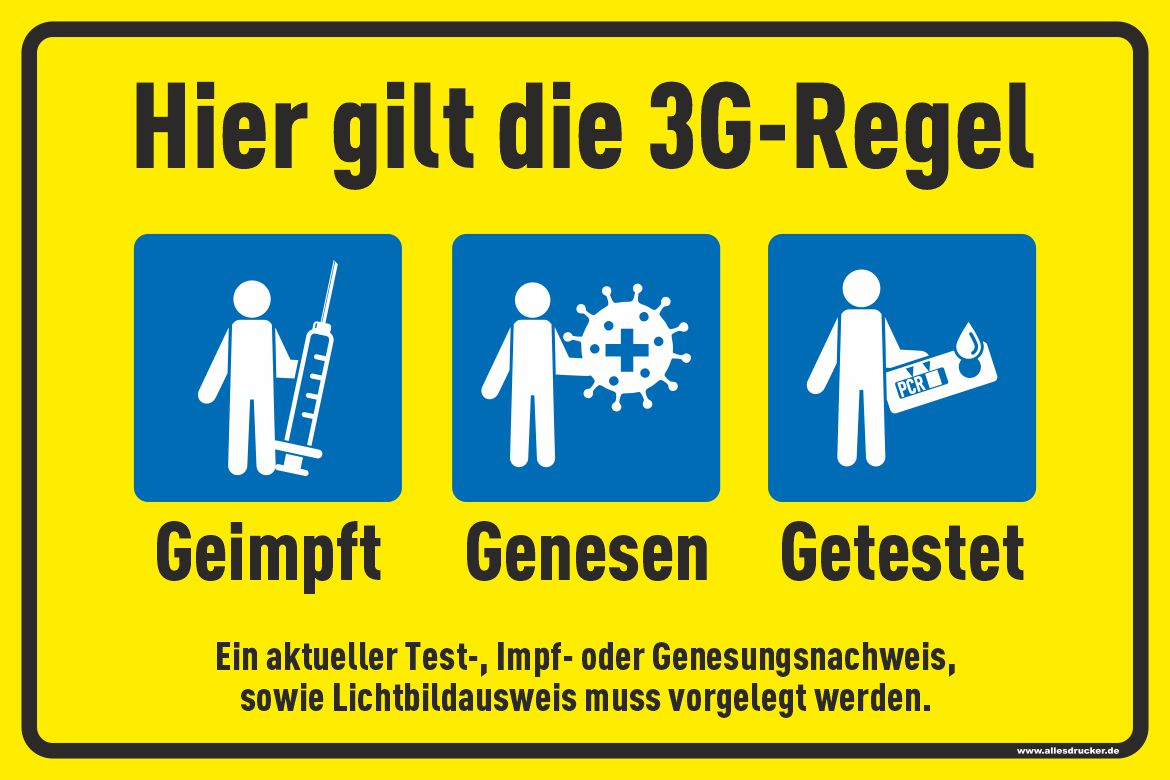 3G-Regeln Schild