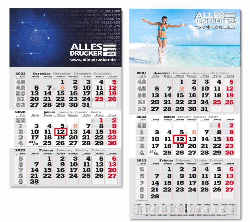 3-Monatskalender 2022 Allesdrucker