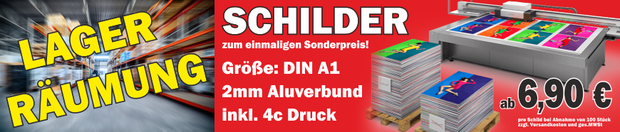 Lagerräumung von DIN A1 Schildern aus Aluverbund