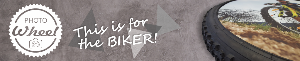 Die Geschenkidee für Biker - das Photo Wheel. Euer Lieblings Bikemotiv auf Hart-PVC in einem echten Fahrradschlauch als Rahmen.