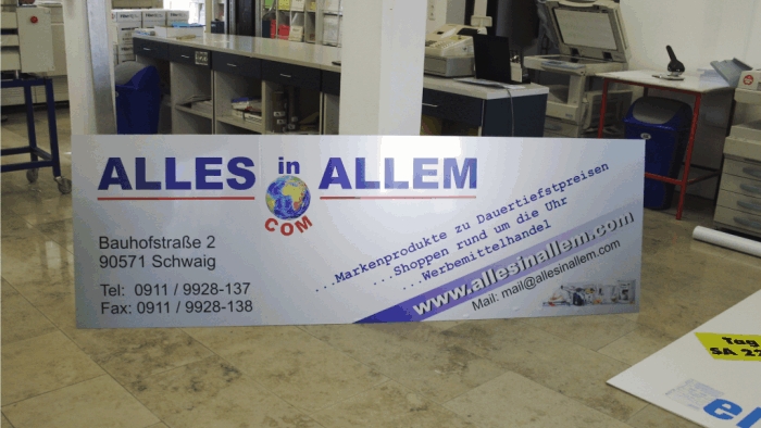 Werbeschild Aluoptik