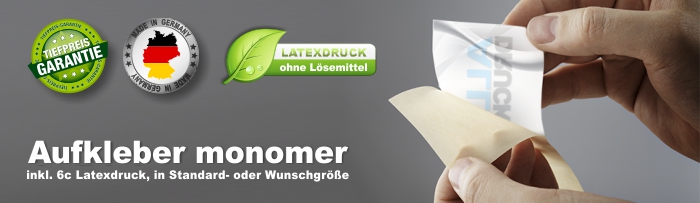 Aufkleber / Haftfolie monomer inklusive Druck
