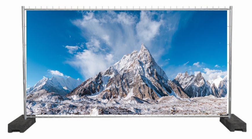 Dekobanner mit dem Berg K2 / Sichtschutzbanner mit Bergmotiv