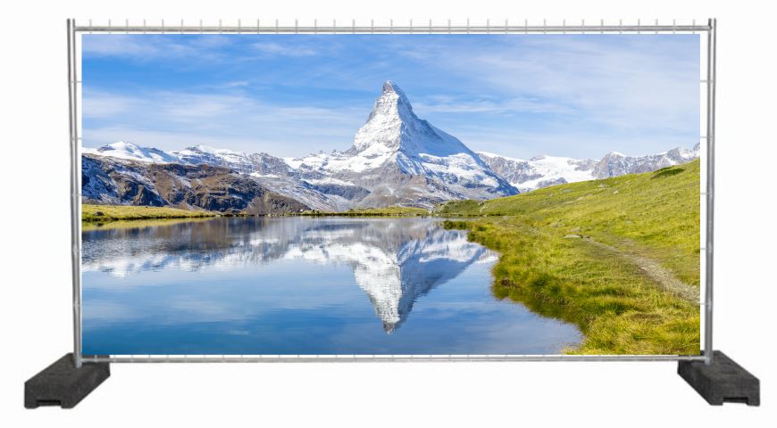 Dekobanner mit dem Matterhorn / Sichtschutzbanner mit Bergmotiv