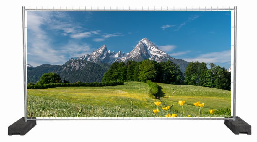 Dekobanner mit dem Watzmann / Sichtschutzbanner mit Bergmotiv