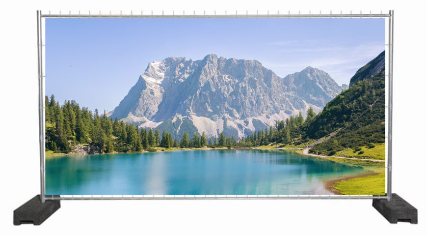 Dekobanner mit der Zugspitze / Sichtschutzbanner mit Bergmotiv
