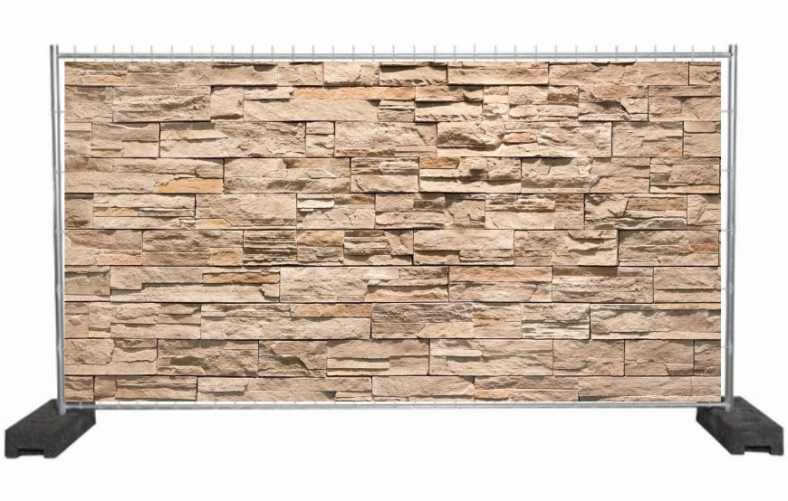 Bauzaunplane mit Klinkerwand Druck / Sichtschutzbanner