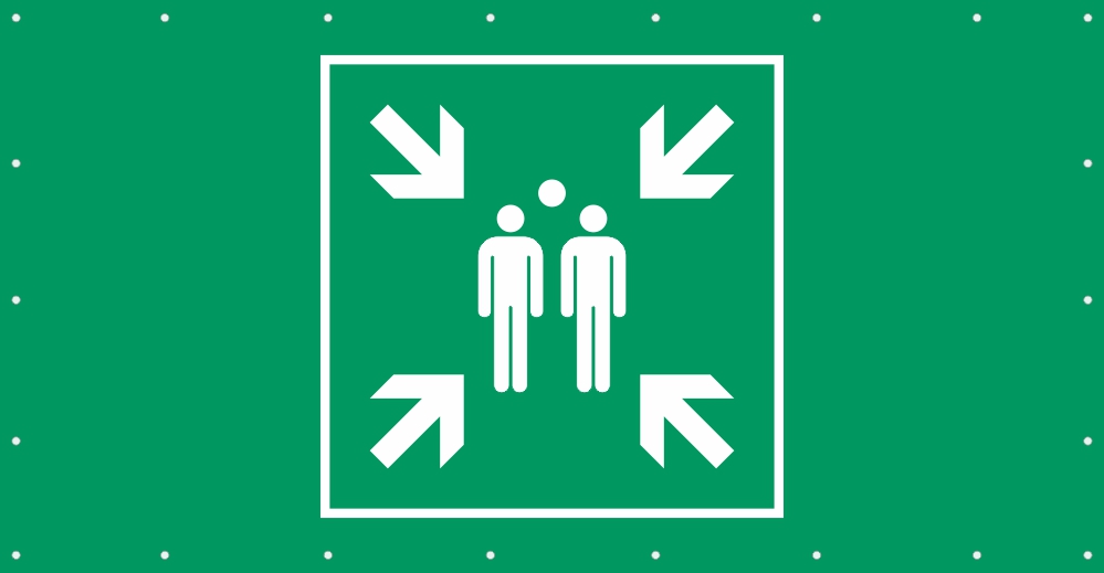 Bauzaunplane Safety - Sammelpunkt 