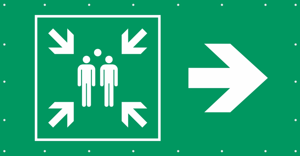 Bauzaunplane Safety - Sammelpunkt rechts