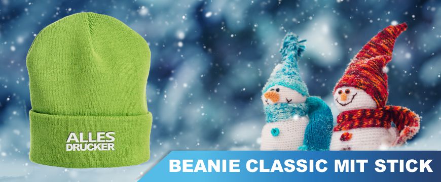 Bestickte Beanie Strickmützen vom Allesdrucker