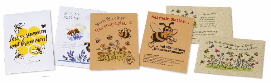 Bienenblümchen Saattüten Bedruckte Saattüten mit Bienenblümchen Saat
