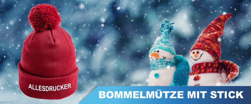 Bestickte Bommelmützen vom Allesdrucker
