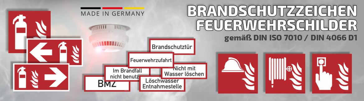 Brandschutzzeichen / -schilder und Feuerwehrschilder online