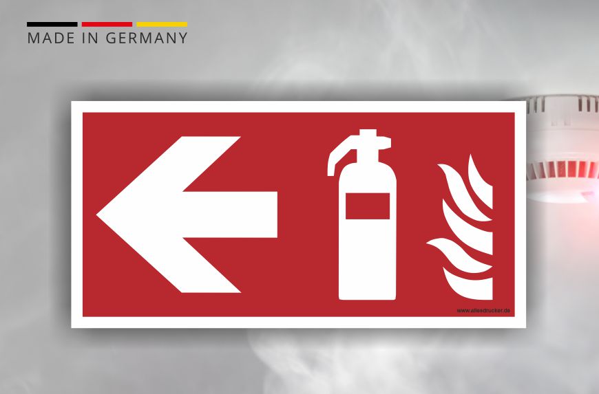 Brandschutzzeichen - Feuerlöscher Pfeil links - nach DIN EN 7010