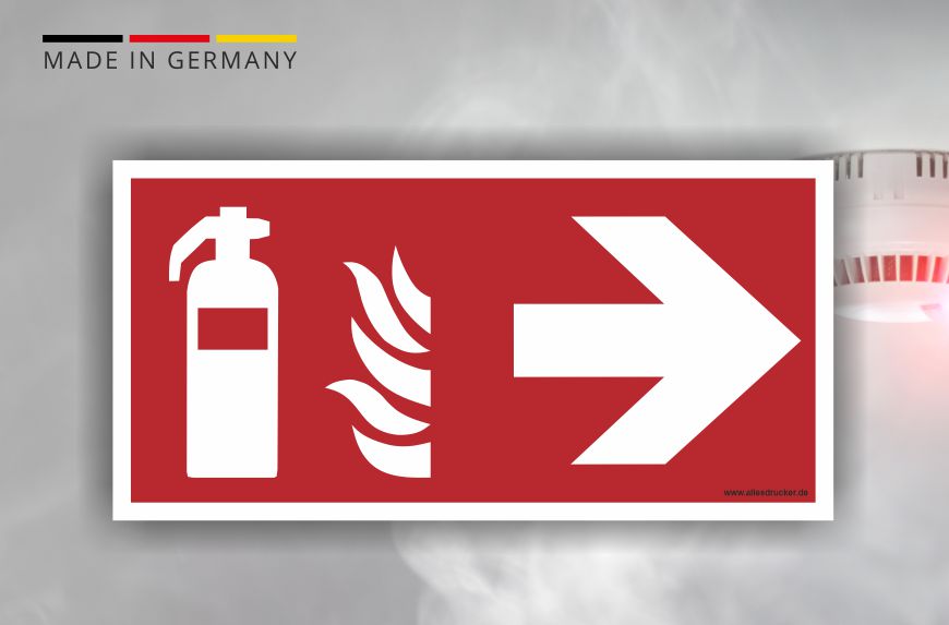 Brandschutzzeichen - Feuerlöscher Pfeil rechts - nach DIN EN 7010