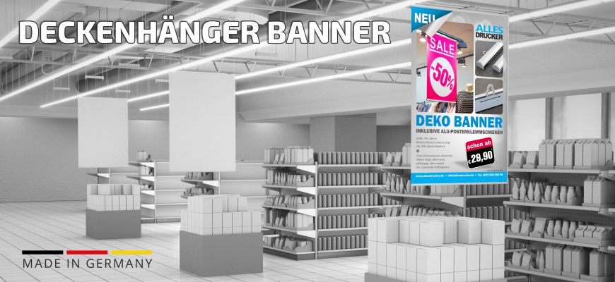 Deckenhänger Dekobanner bedruckt online bestellen