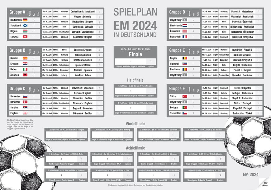 Spielplan EM2024 faltbar neutral