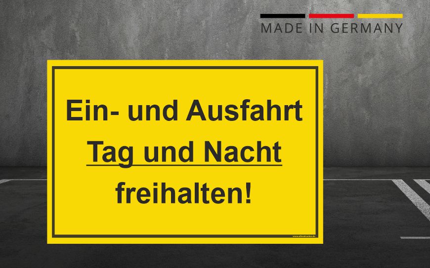 Schilder für Ein- und Ausfahrten
