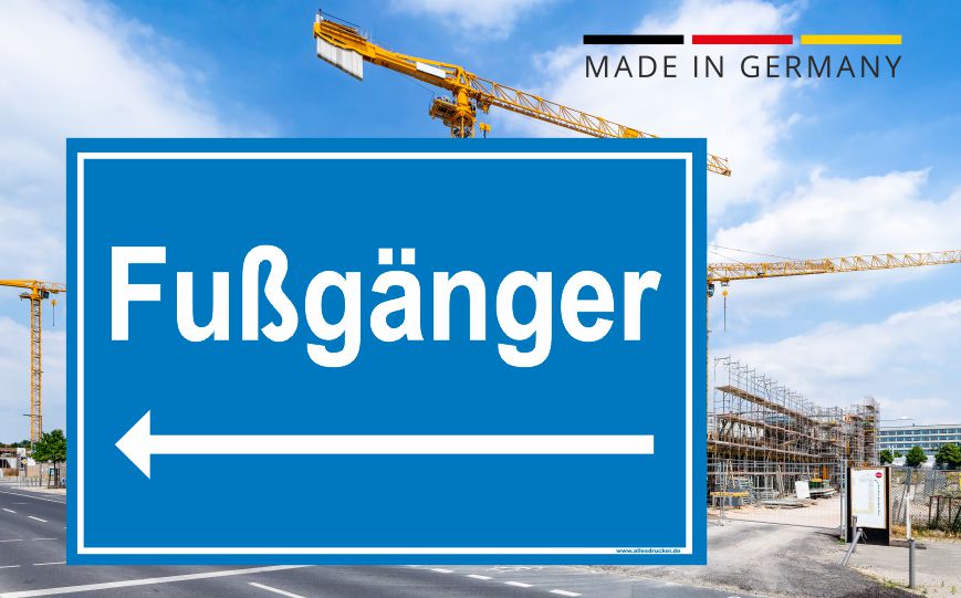 Fußgänger nach links umleiten. Schild für Baustellen