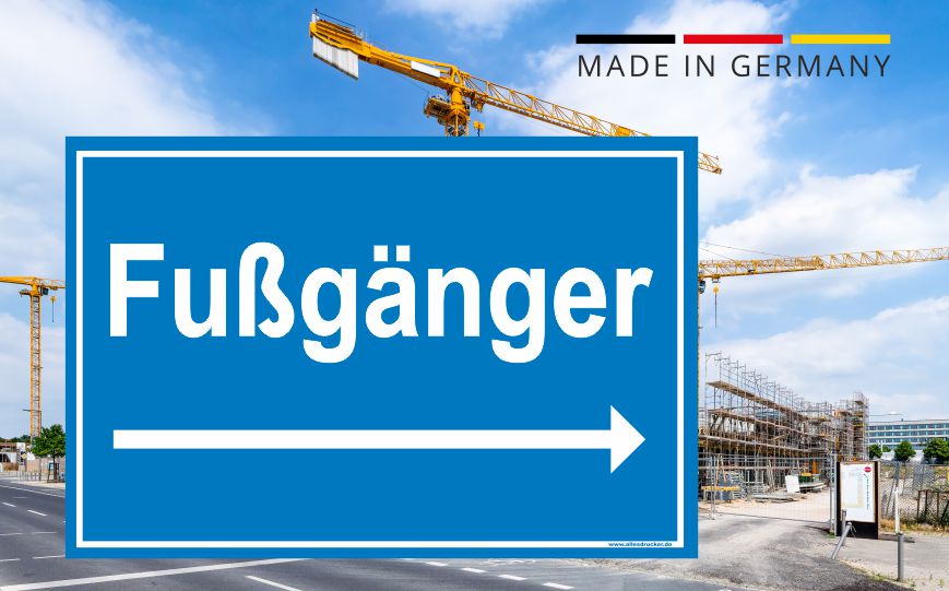 Fußgänger nach rechts umleiten. Schild für Baustellen