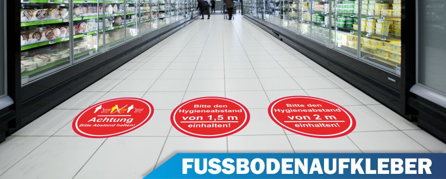 Fussbodenaufkleber Bitte Abstand halten Corona Prävention - Fussbodenaufkleber Abstand halten