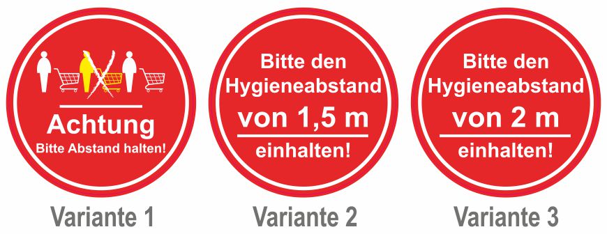 Varianten der Fussbodenaufkleber Fussbodenaufkleber Abstand halten - Varianten
