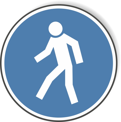 Gebotsschild aus Aluverbund - Fussgängerweg