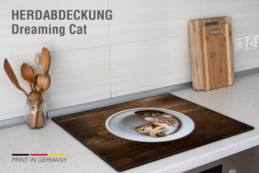 Herdabdeckplatte Motiv Dreaming Cat
