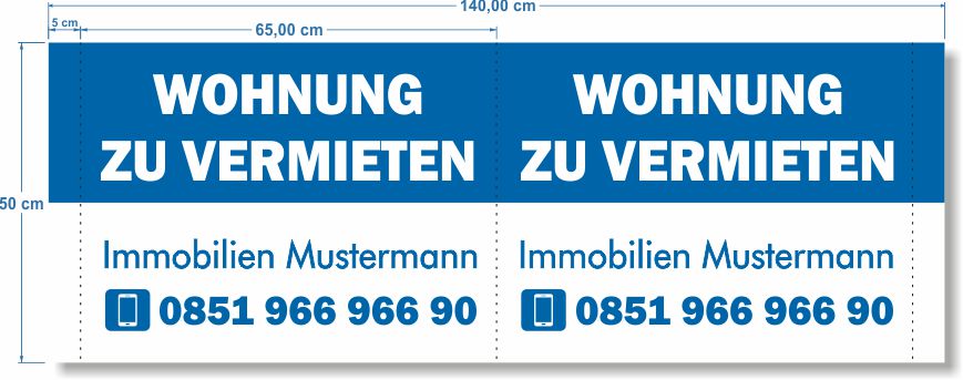 Bemassung der Industrieschilder 140x50cm