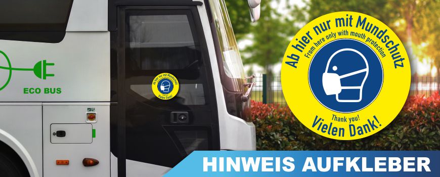 Mundschutzpflicht Aufkleber Corona Prävention - Hinweisaufkleber zur Mundschutzpflicht