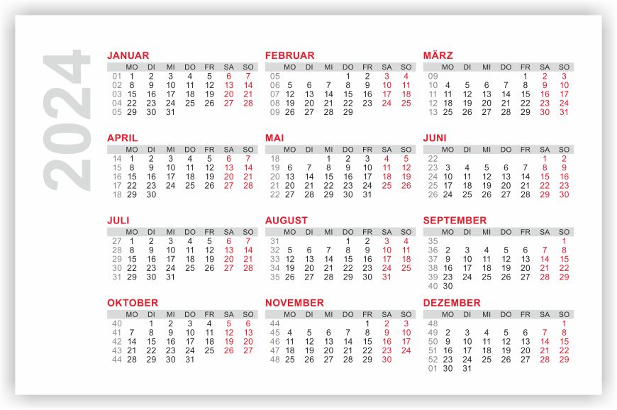 Taschenkalender 2024 Kalendarium