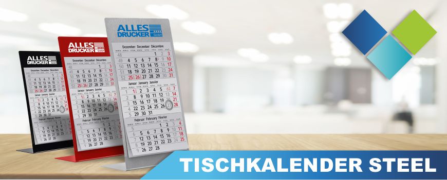 Deluxe Tischkalender 2022/23 aus Edelstahl Mit Ihrem logo bedruckte Tischkalender aus Edelstahl