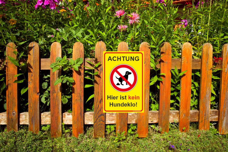 Hundekloschild mit gelbem Hintergrund