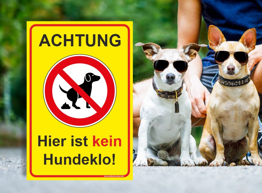 Kein Hundeklo Schild gelb