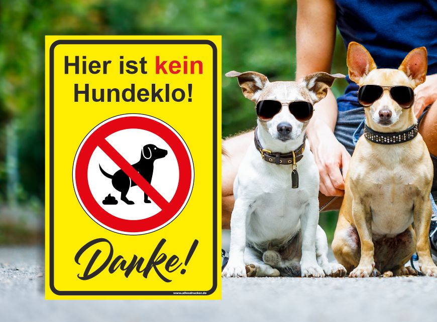 Kein Hundeklo Schild gelb mit Danke